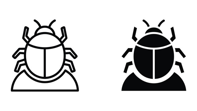 Contrast between a light and dark beetle icon design on triangular bases