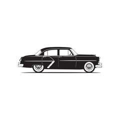 Fototapeta premium Vintage sedan car vector black and white classic automobile design