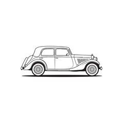 Fototapeta premium Old vintage sedan car black vector retro automotive artwork