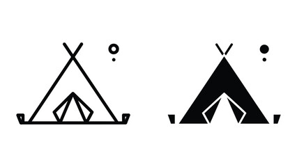 Comparison of traditional and modern teepee designs in black and white illustration © Jahidul
