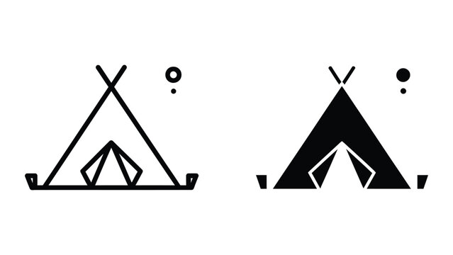 Comparison of traditional and modern teepee designs in black and white illustration