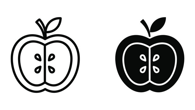 Contrasting visuals of a sliced apple with different fill styles