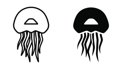 Contrasting depictions of a jellyfish in black and white styles © MDMAROM