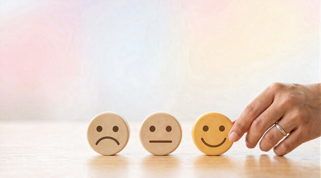 Emotional Scale with Hand Choosing Happiness