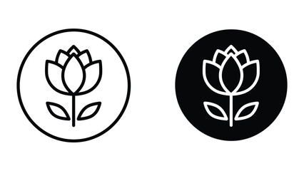 Contrast of lotus flower symbols in white and black circular backgrounds © Jahidul
