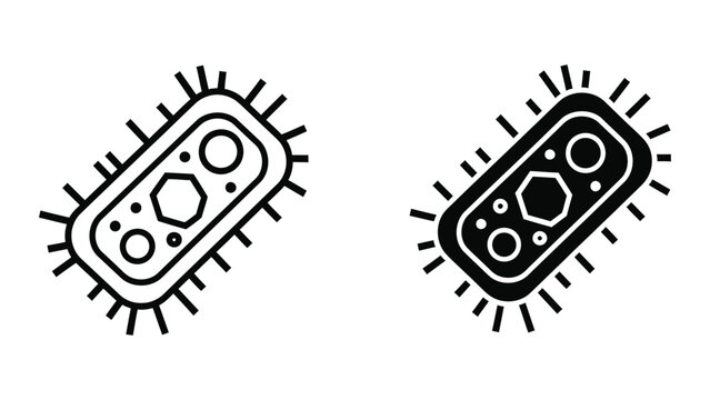 Illustration of two stylized bacteria with contrasting visual styles