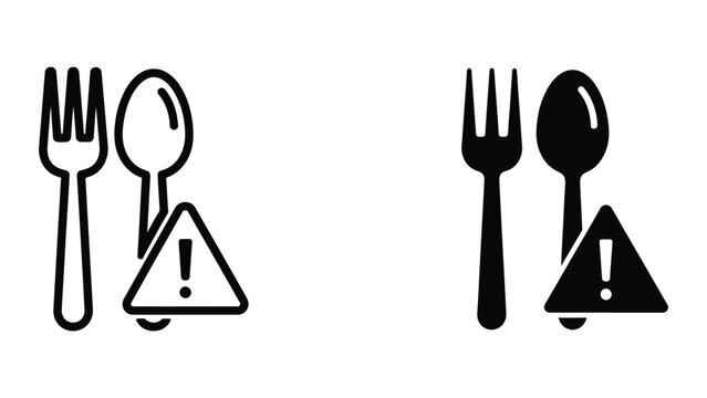 Contrast between safe and unsafe utensils with warning symbols in black and white