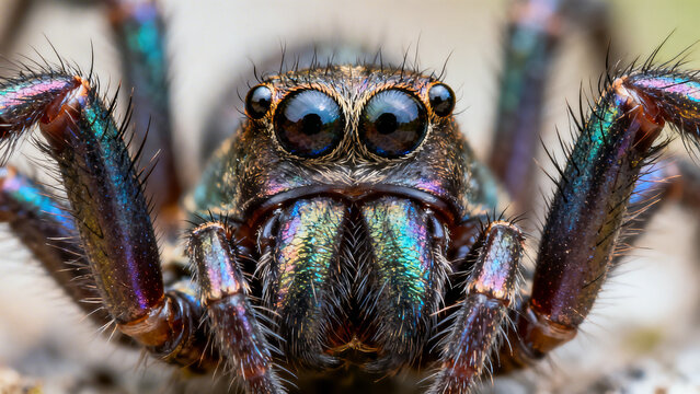 Extreme Macro of Spider Eyes and Texture