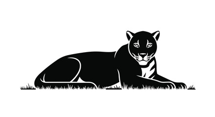 Black panther lying in the grass vector illustration © Sk. Matin