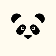 Fototapeta premium Simple panda face illustration with black and white colors minimalist design.