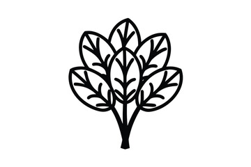 Obraz premium Healthy Green Vegetable Spinach Silhouette Illustration for Vegan Cooking Themes
