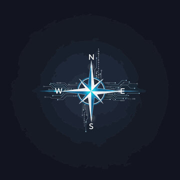Digital compass navigation system showing direction and technology.
