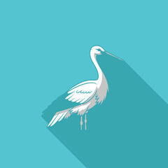 Fototapeta premium Elegant white heron bird standing gracefully with long neck and beak isolated.