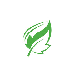 Fototapeta premium Green leaf logo design representing nature and environmental concepts.