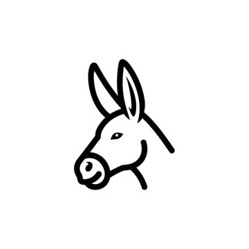 Minimalist donkey head outline simple and elegant black line art illustration.