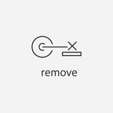Symbolic representation of removal deletion or cancellation featuring a crossedout object.