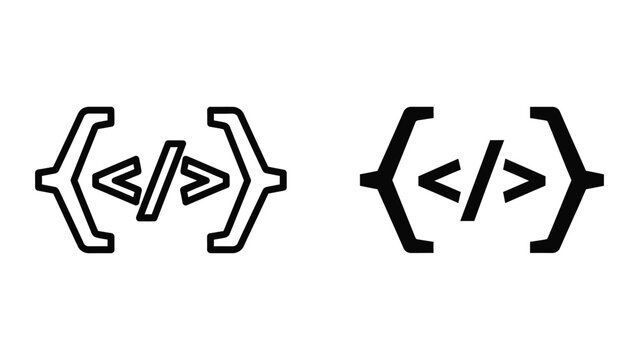 Contrasting styles of bracket and angle arrow symbols in black and white design