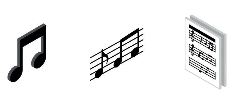Musical notes presented as icons and sheet music panels