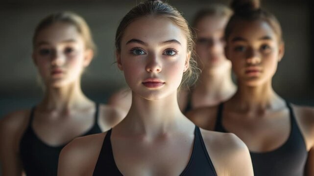 Gym class in a mirrored room