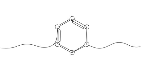 Obraz premium Simplistic benzene ring illustration with wavy line design. no editable stroke