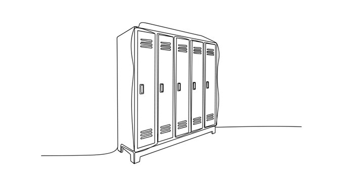 Outline of locker room storage: minimalist black and white design. no editable stroke