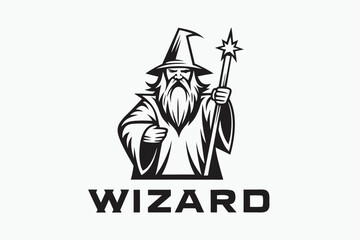 Fototapeta premium Ancient Sorcerer Casting a Vibrant Spell, Detailed Fantasy Magician Illustration