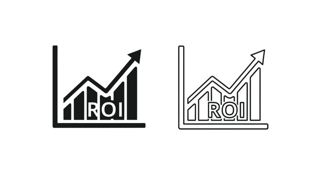Return on Investment, ROI icons, business finance symbols, growth charts