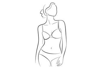 Fototapeta premium Line drawing of a woman s figure in lingerie