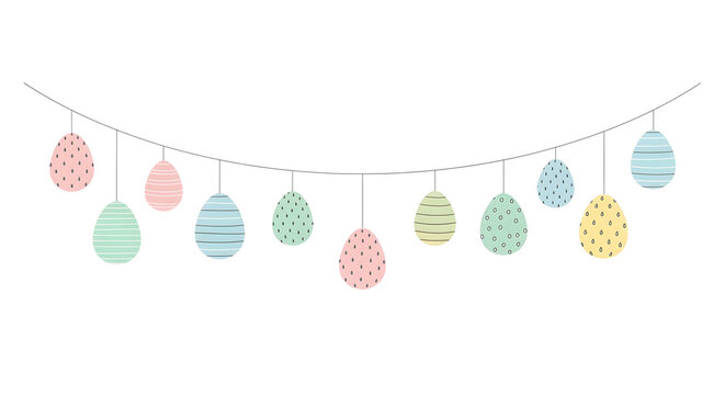 Hanging easter eggs, minimalist easter garland great for package banner header