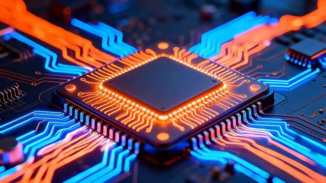 Microchip with glowing circuitry
