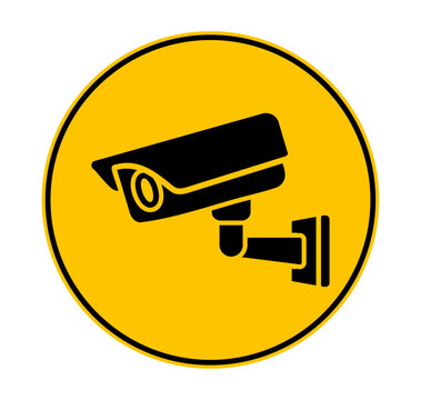 CCTV camera icon. Security camera sign. Surveillance and monitoring warning sign. Workplace safety and access control icon for security system and signage