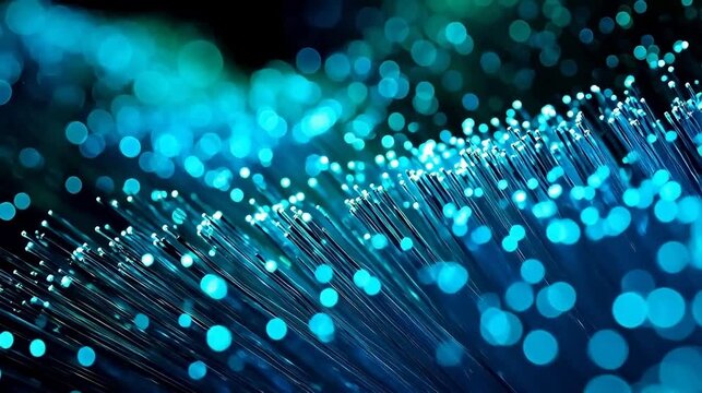 Fiber optics glowing blue light