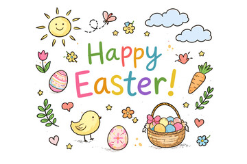 Fototapeta premium Sketch generation elements messy simple icon imperfect naive vector image easter composition
