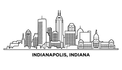 Obraz premium INDIANAPOLIS Indiana Linear City Skyline with Typographic Design.modern style art Vector design - Indianapolis city