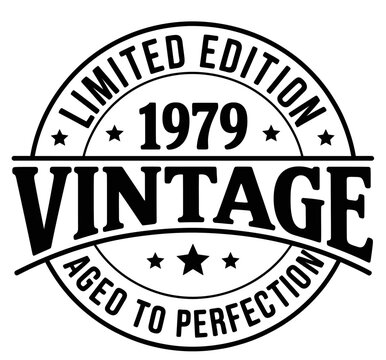The image features a circular design with the words 1979 and vintage in bold letters.