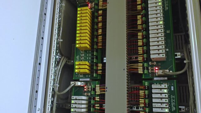 Secure metal enclosure contains warning signals and clear labels for safety. Industrial alert setup with protective metal case featuring warning indicators and labeled signals for safety management