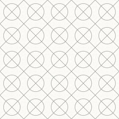 Obraz premium Diamond grid with overlapping circles pattern, Seamless pattern in line design. diamond, circle, grid, geometric, minimal vector. diamond grid with overlapping circles pattern editable stroke pattern