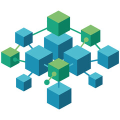 Obraz premium 3D abstract network of connected cubes with graphic design
