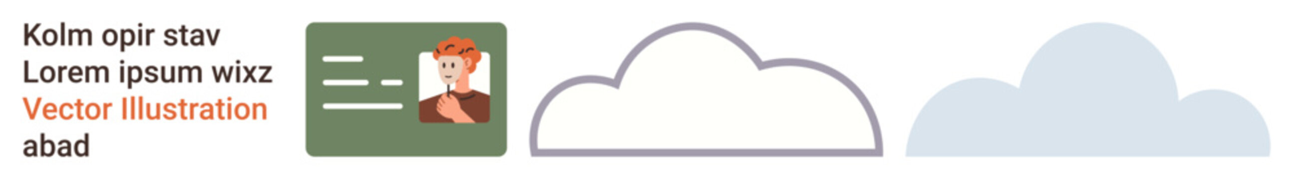 Digital security, data storage, identity verification, cloud computing, information technology, online systems. A digital card with a profile picture and clouds. Digital security and data storage