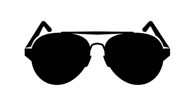 Classic Aviator Sunglasses Silhouette Isolated on White Background.