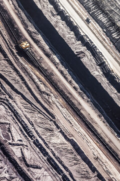 Aerial View of a Vast Open-Pit Mine in a Rural Landscape. Welzow, Germany