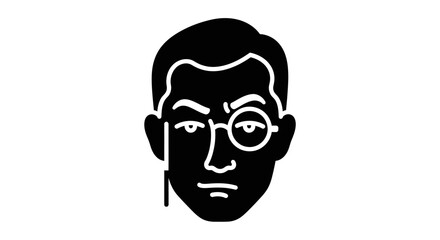 Fototapeta premium Monocle Man Icon Black and White Illustration.