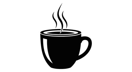 Fototapeta premium Steaming hot beverage in a classic black mug, perfect for a warm drink.