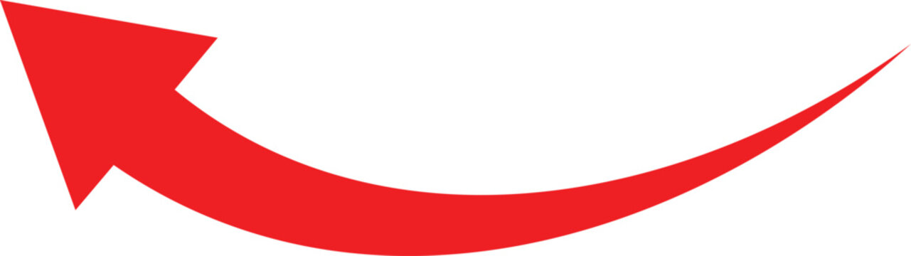 Red Curve Arrow Isolated File. Vector illustration