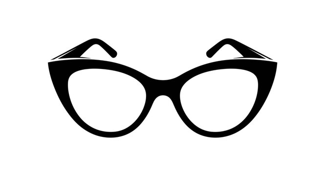 Stylish black cat eye glasses isolated on a white background.