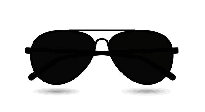 Stylish black aviator sunglasses with dark lenses on a white background.