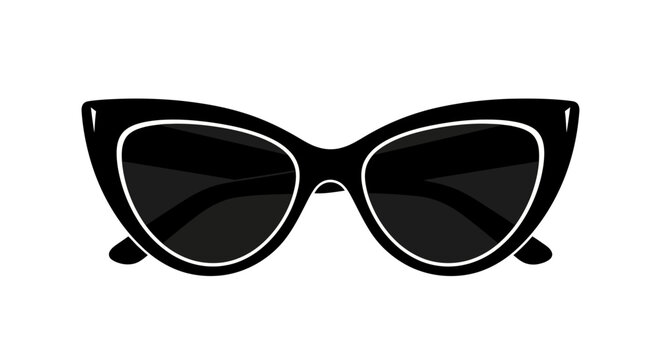 Stylish black cat eye sunglasses with white outline.