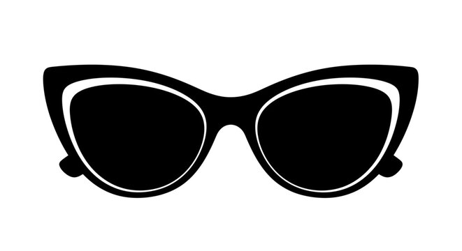 Stylish black cat eye sunglasses with white frame isolated on a white background.