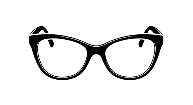 Stylish black cat-eye glasses with clear lenses on a white background, perfect for fashion and vision concepts.