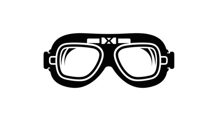 Vintage Aviator Goggles Black and White Icon. © warhan